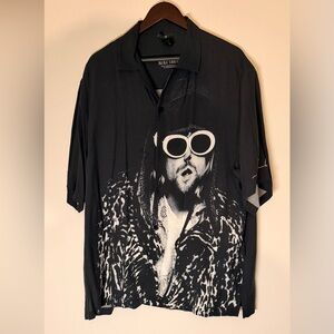 H&M Black Graphic Button Down Shirt